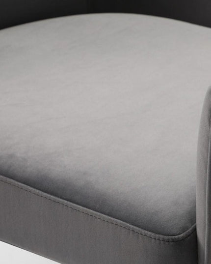 27" Gray Tufted Velvet And Faux Leather and Metal Lounge Chair