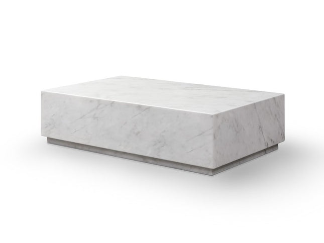 55" White Genuine Marble and Marble Pedestal Coffee Table