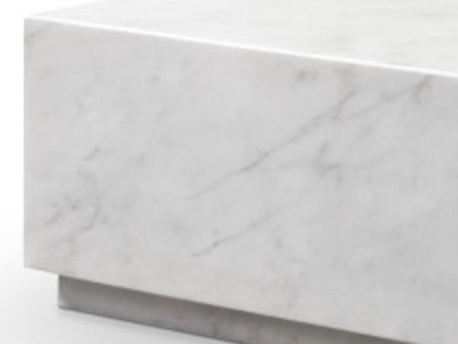 55" White Genuine Marble and Marble Pedestal Coffee Table