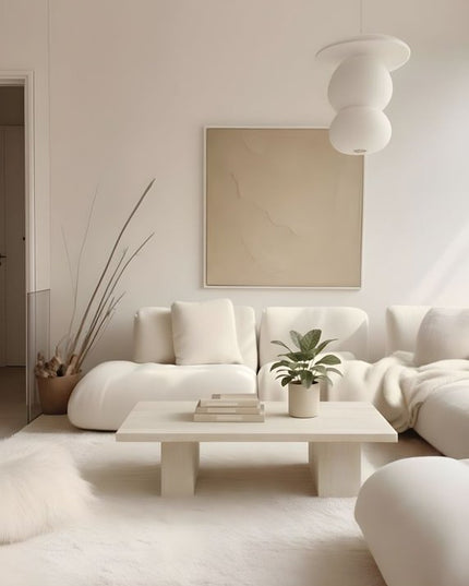 55" Beige Genuine Marble and Marble Double Pedestal Coffee Table