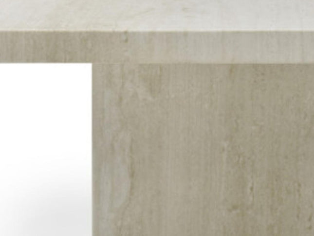 55" Beige Genuine Marble and Marble Double Pedestal Coffee Table