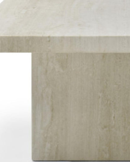 55" Beige Genuine Marble and Marble Double Pedestal Coffee Table