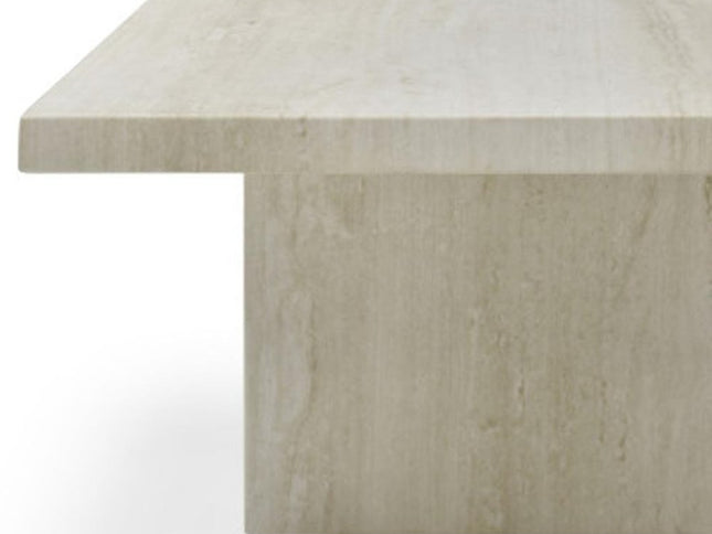 55" Beige Genuine Marble and Marble Double Pedestal Coffee Table