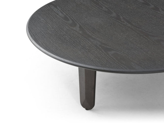 41" Black Solid Wood Round Coffee Table