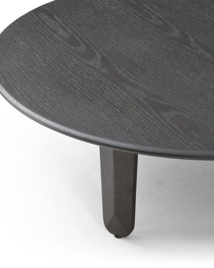 41" Black Solid Wood Round Coffee Table