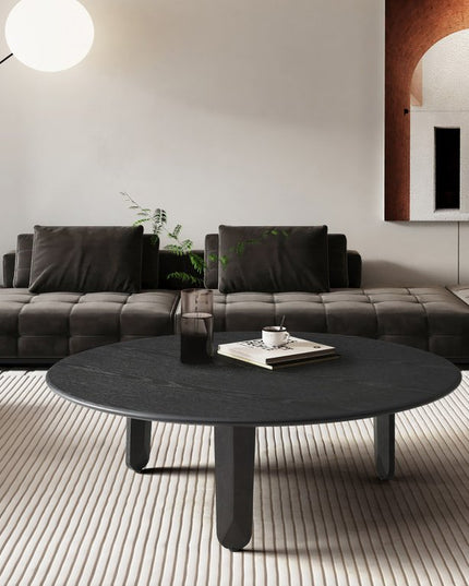 41" Black Solid Wood Round Coffee Table