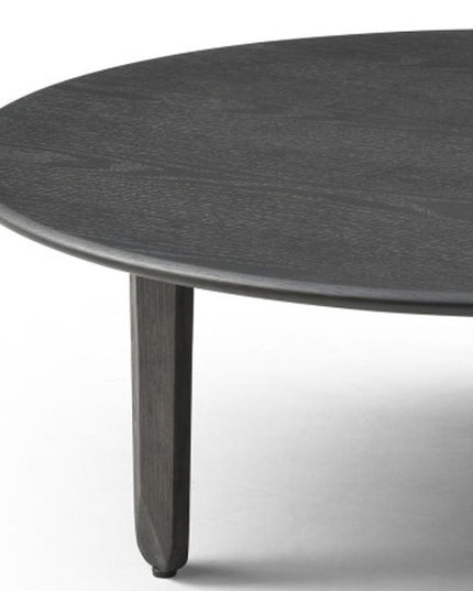 41" Black Solid Wood Round Coffee Table