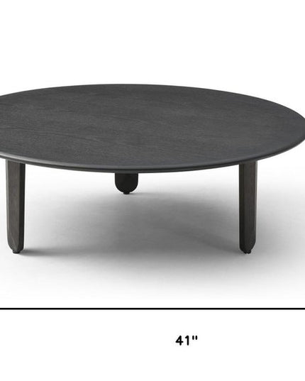 41" Black Solid Wood Round Coffee Table