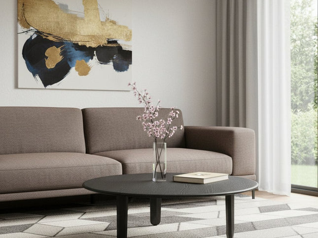 41" Black Solid Wood Round Coffee Table