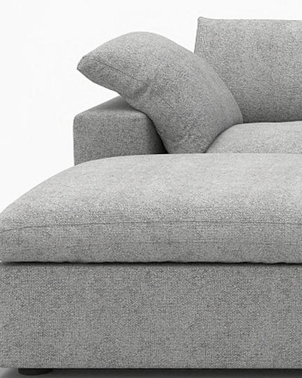 120" Light Gray Linen Blend Modular Wood Sofa With Ottoman And Storage