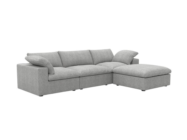 120" Light Gray Linen Blend Modular Sofa With Ottoman And Storage