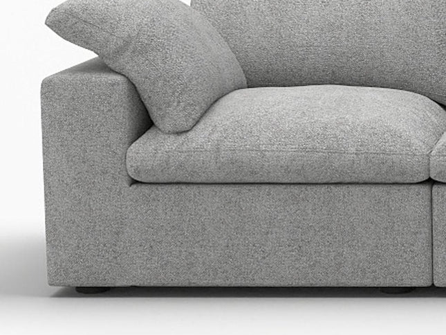 120" Light Gray Linen Blend Modular Sofa With Ottoman And Storage