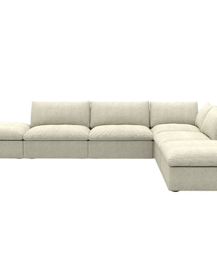 Khaki Linen Blend Modular L Shaped Six Piece Corner Sectional