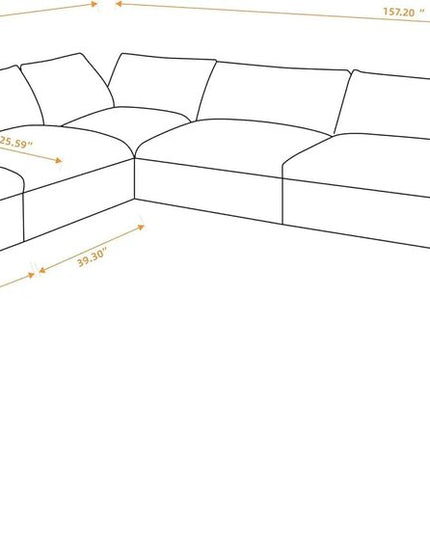 Khaki Linen Blend Modular L Shaped Six Piece Corner Sectional