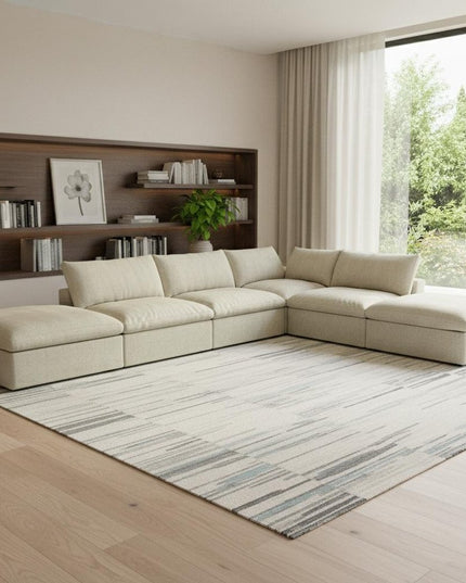 Khaki Linen Blend Modular L Shaped Six Piece Corner Sectional