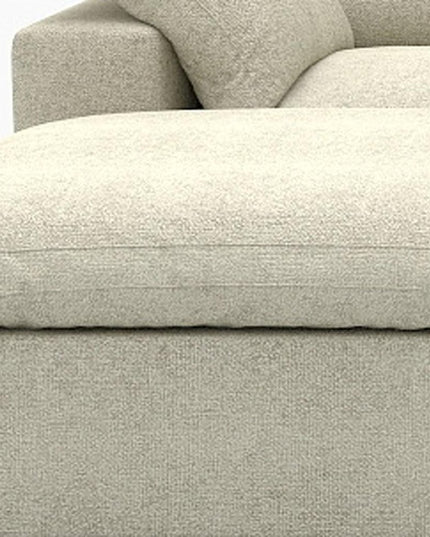 120" Khaki Linen Blend Modular Wood Sofa With Ottoman And Storage