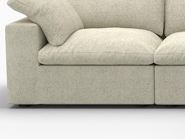 120" Khaki Linen Blend Modular Wood Sofa With Ottoman And Storage