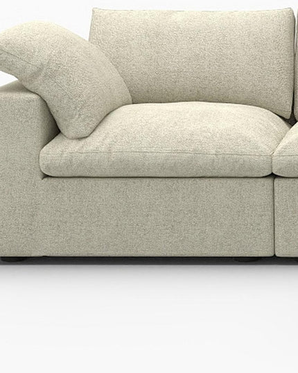 120" Khaki Linen Blend Modular Wood Sofa With Ottoman And Storage