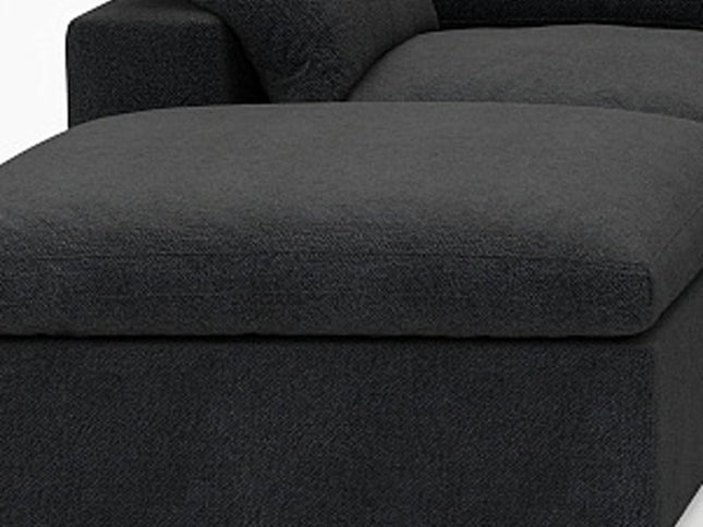 160" Black Linen Blend Modular Wood Sofa With Ottoman And Storage