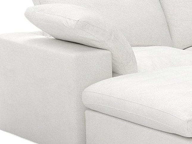 160" White Linen Blend Modular Wood Sofa With Ottoman And Storage