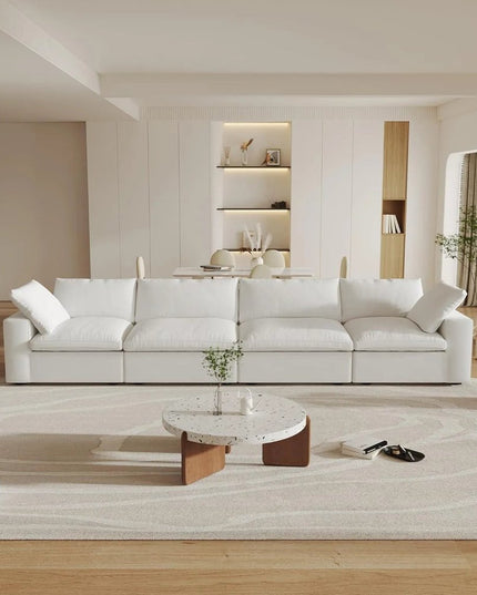 160" White Linen Blend Modular Sofa