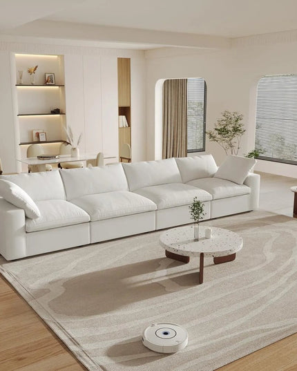 160" White Linen Blend Modular Sofa