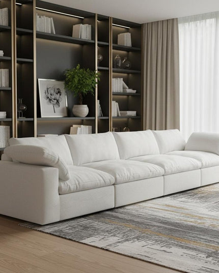 160" White Linen Blend Modular Sofa