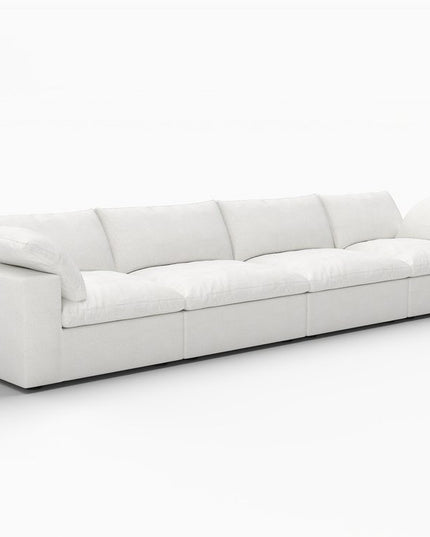 160" White Linen Blend Modular Sofa
