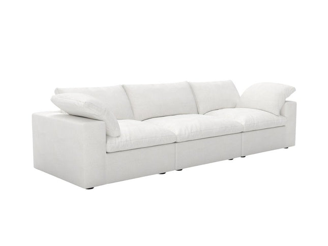 120" White Linen Blend Modular Sofa And Storage