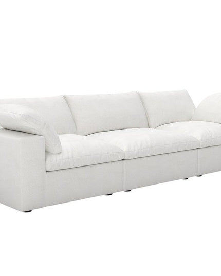 120" White Linen Blend Modular Sofa And Storage