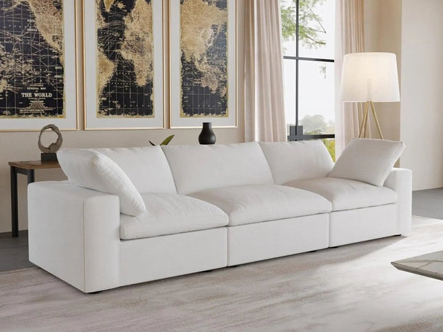 120" White Linen Blend Modular Sofa And Storage