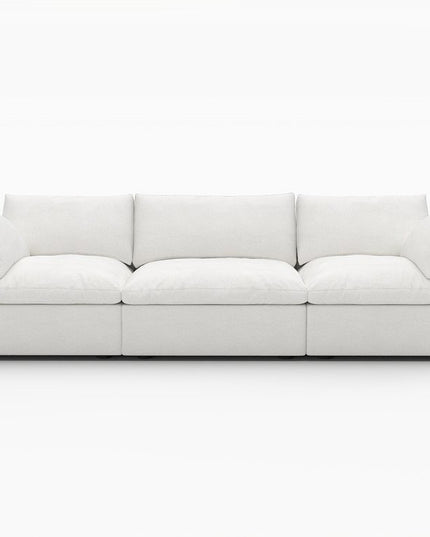 120" White Linen Blend Modular Sofa And Storage
