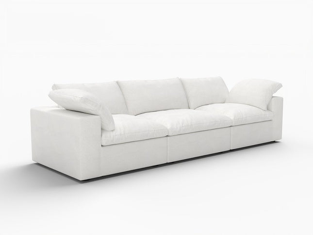 120" White Linen Blend Modular Sofa And Storage