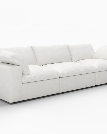 120" White Linen Blend Modular Sofa And Storage