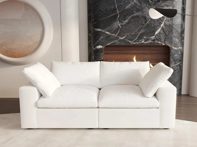 80" White Linen Blend Modular Sofa