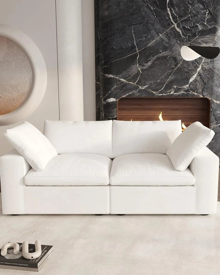 80" White Linen Blend Modular Sofa