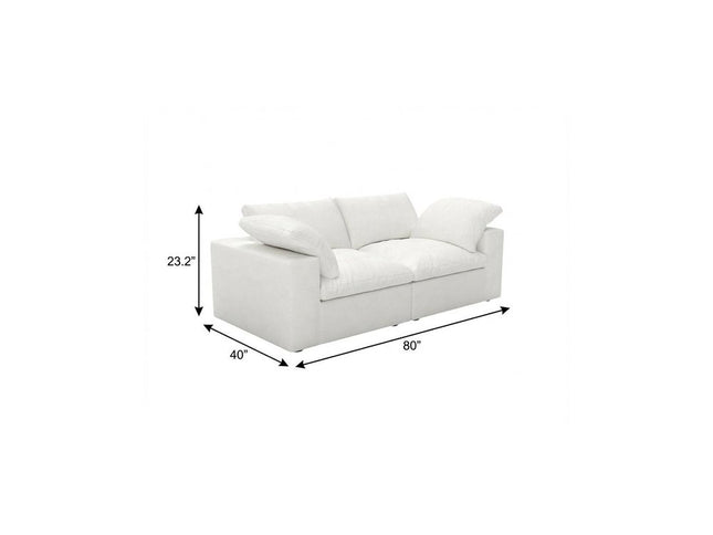 80" White Linen Blend Modular Sofa