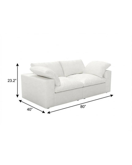80" White Linen Blend Modular Sofa