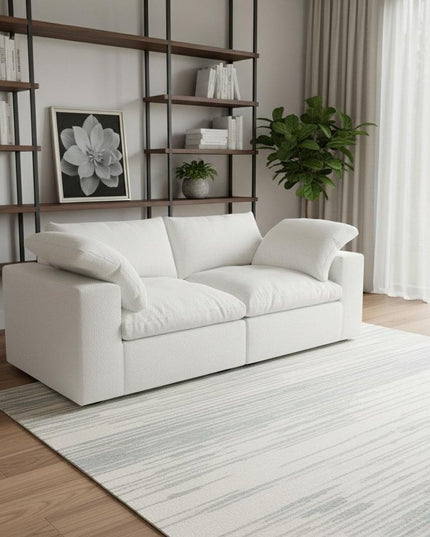 80" White Linen Blend Modular Sofa