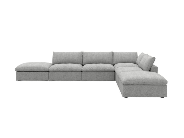 160" Light Gray Linen Blend Modular Sofa With Ottoman And Storage