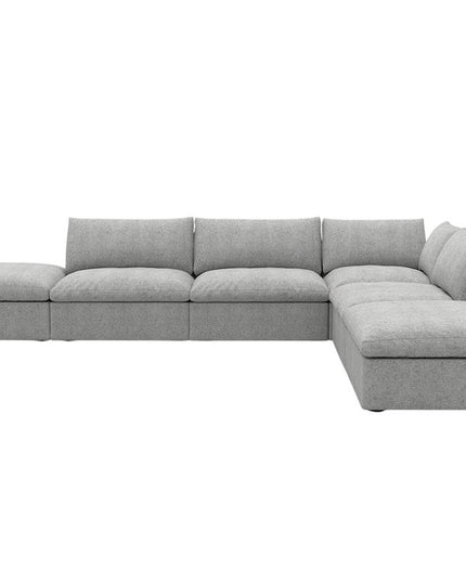 160" Light Gray Linen Blend Modular Sofa With Ottoman And Storage