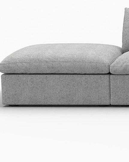 160" Light Gray Linen Blend Modular Wood Sofa With Ottoman And Storage