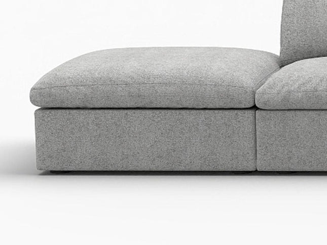 160" Light Gray Linen Blend Modular Sofa With Ottoman And Storage