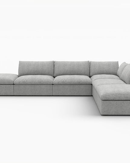 160" Light Gray Linen Blend Modular Sofa With Ottoman And Storage