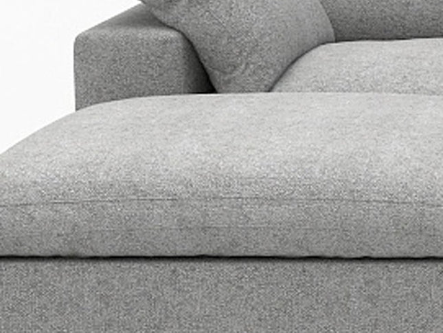 160" Light Gray Linen Blend Modular Wood Sofa With Ottoman And Storage