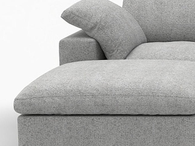 160" Light Gray Linen Blend Modular Wood Sofa With Ottoman And Storage