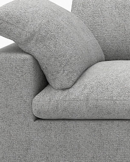 120" Light Gray Linen Blend Modular Wood Sofa