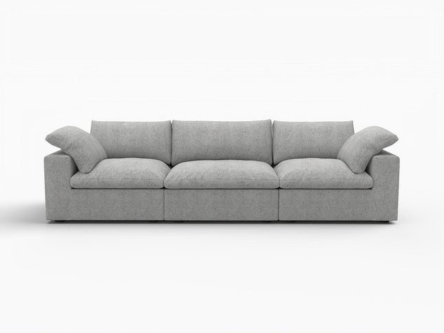 120" Light Gray Linen Blend Modular Sofa