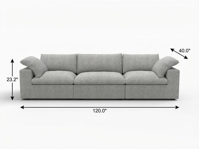 120" Light Gray Linen Blend Modular Sofa