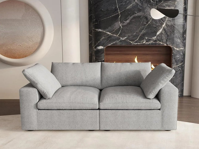80" Light Gray Linen Blend Modular Sofa
